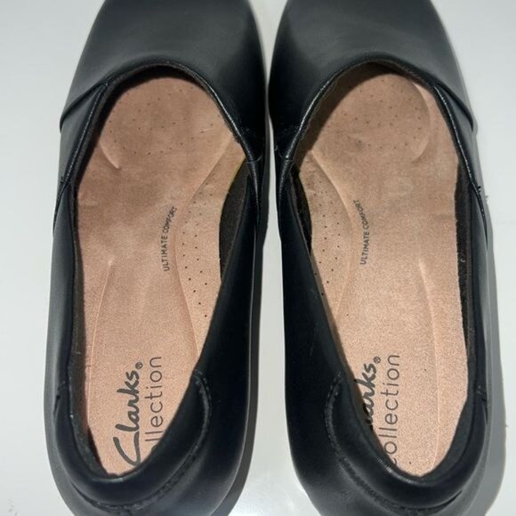 Clarks Collection women Clarks Womens Juliet Palm Black Leather Loafers Size 9.5M Ultimate Comfort Slip-